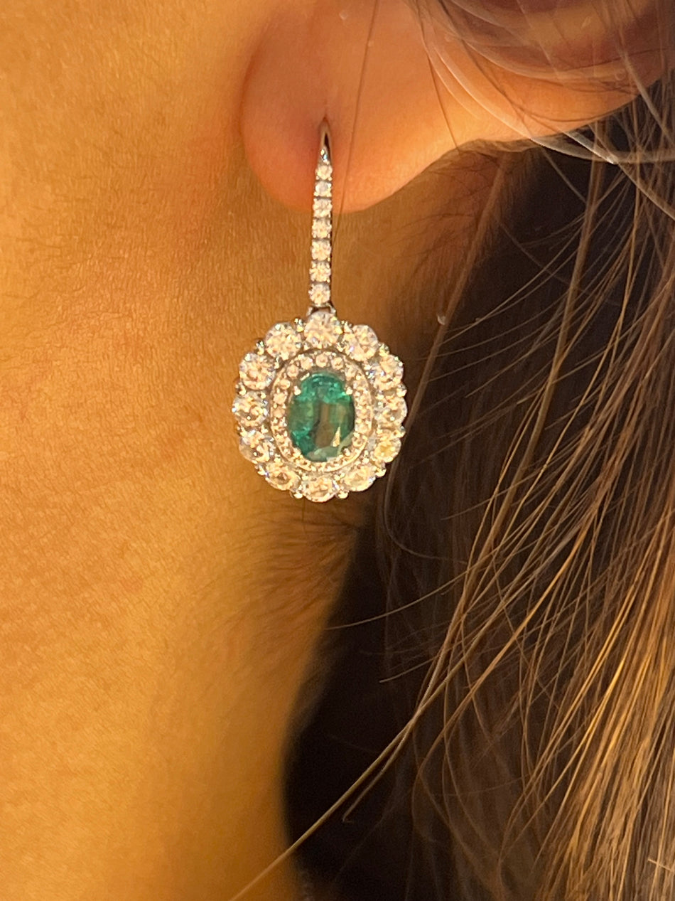 Aretes Esmeralda y plata