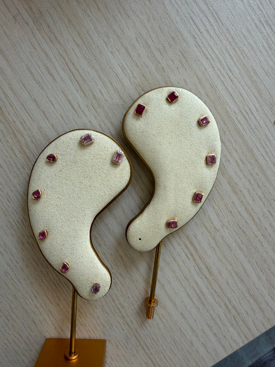 Aretes rubíes con halo