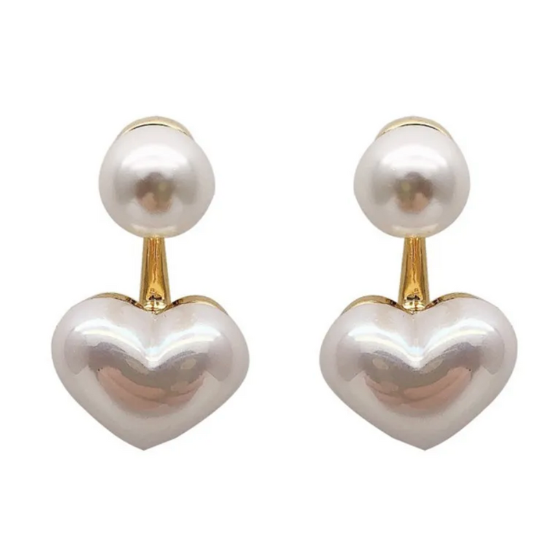 Aretes Double White Hearts