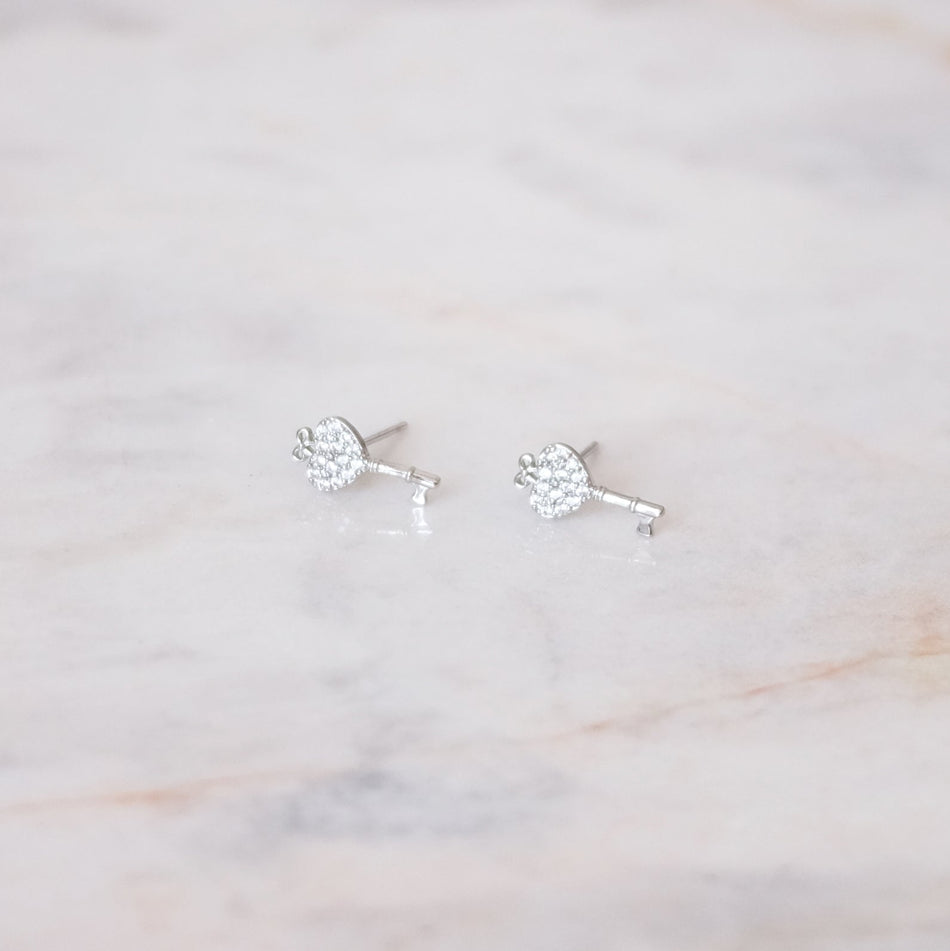 Aretes Love Key Silver