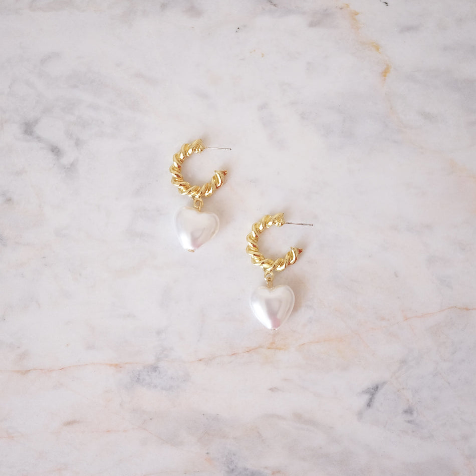 Aretes Heart Pearl