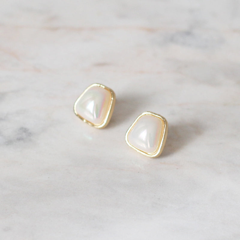 Aretes Elegant Pearl Square