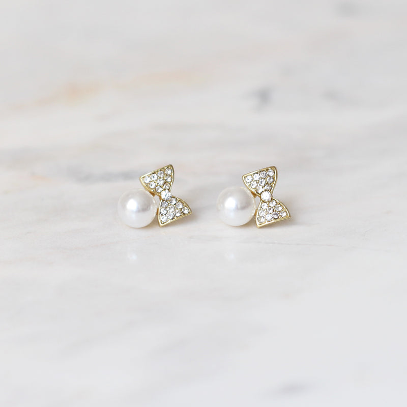 Aretes Mini Bow and Pearls
